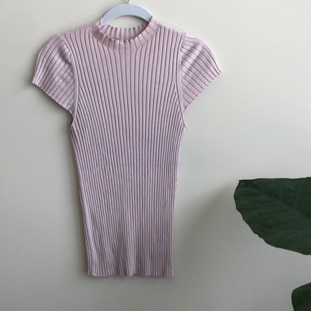 Light Pink Fitted Express Ribbed Top